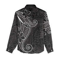 Black White Polynesian Tribal Women Casual Shirt - Polynesian Pride