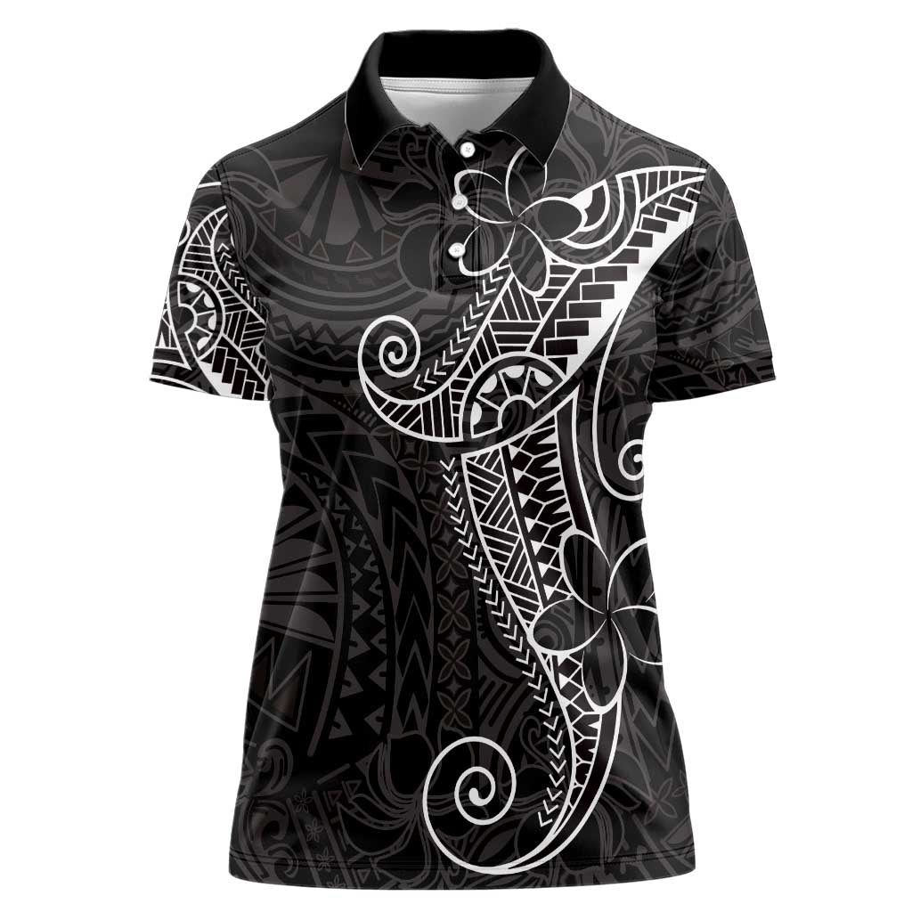 Black White Polynesian Tribal Women Polo Shirt - Polynesian Pride