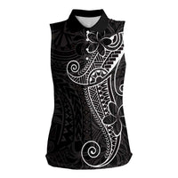 Black White Polynesian Tribal Women Sleeveless Polo Shirt LT9 Female White - Polynesian Pride