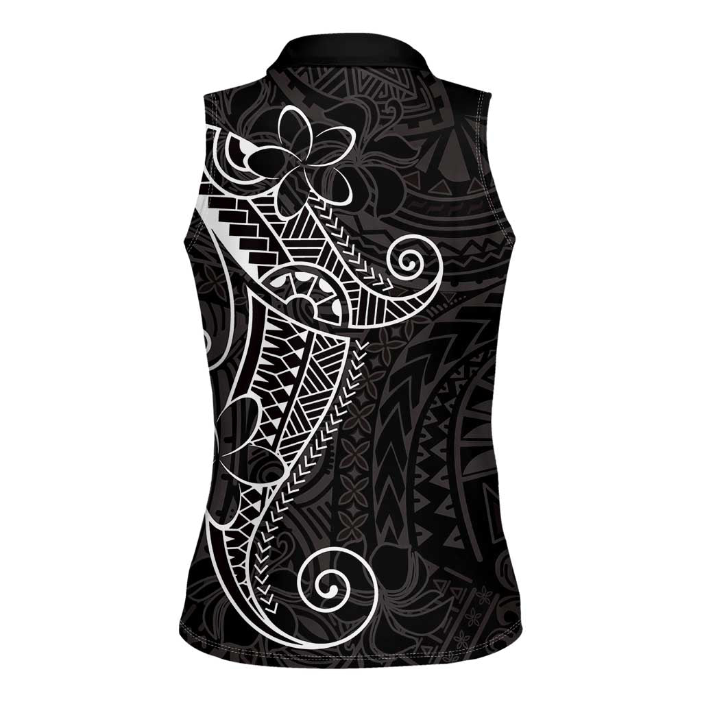 Black White Polynesian Tribal Women Sleeveless Polo Shirt LT9 - Polynesian Pride