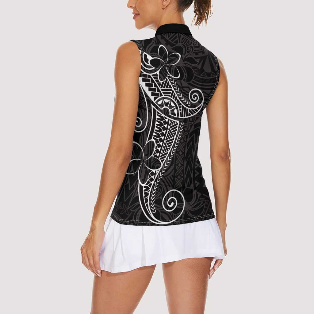 Black White Polynesian Tribal Women Sleeveless Polo Shirt LT9 - Polynesian Pride