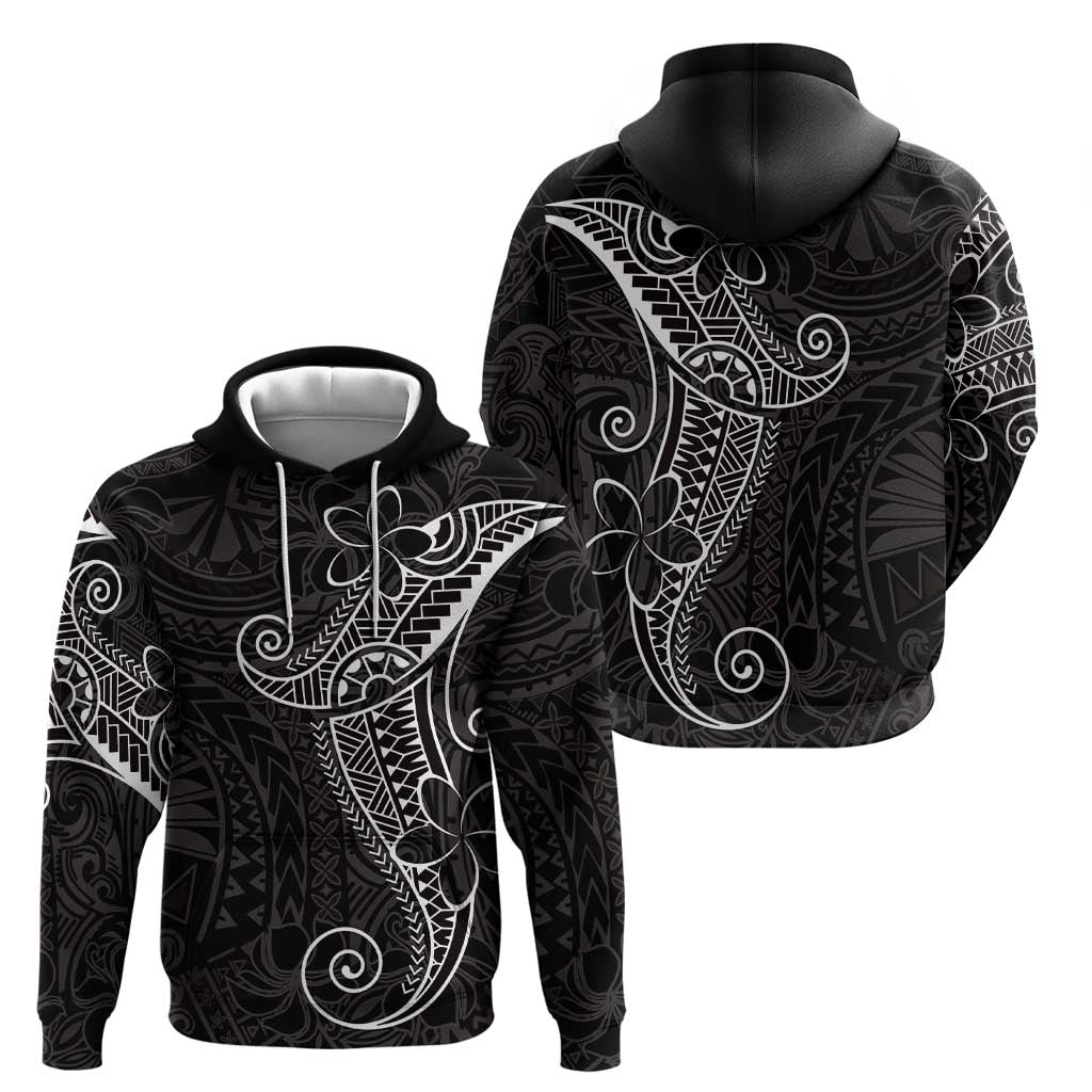 Black White Polynesian Tribal Zip Hoodie - Polynesian Pride