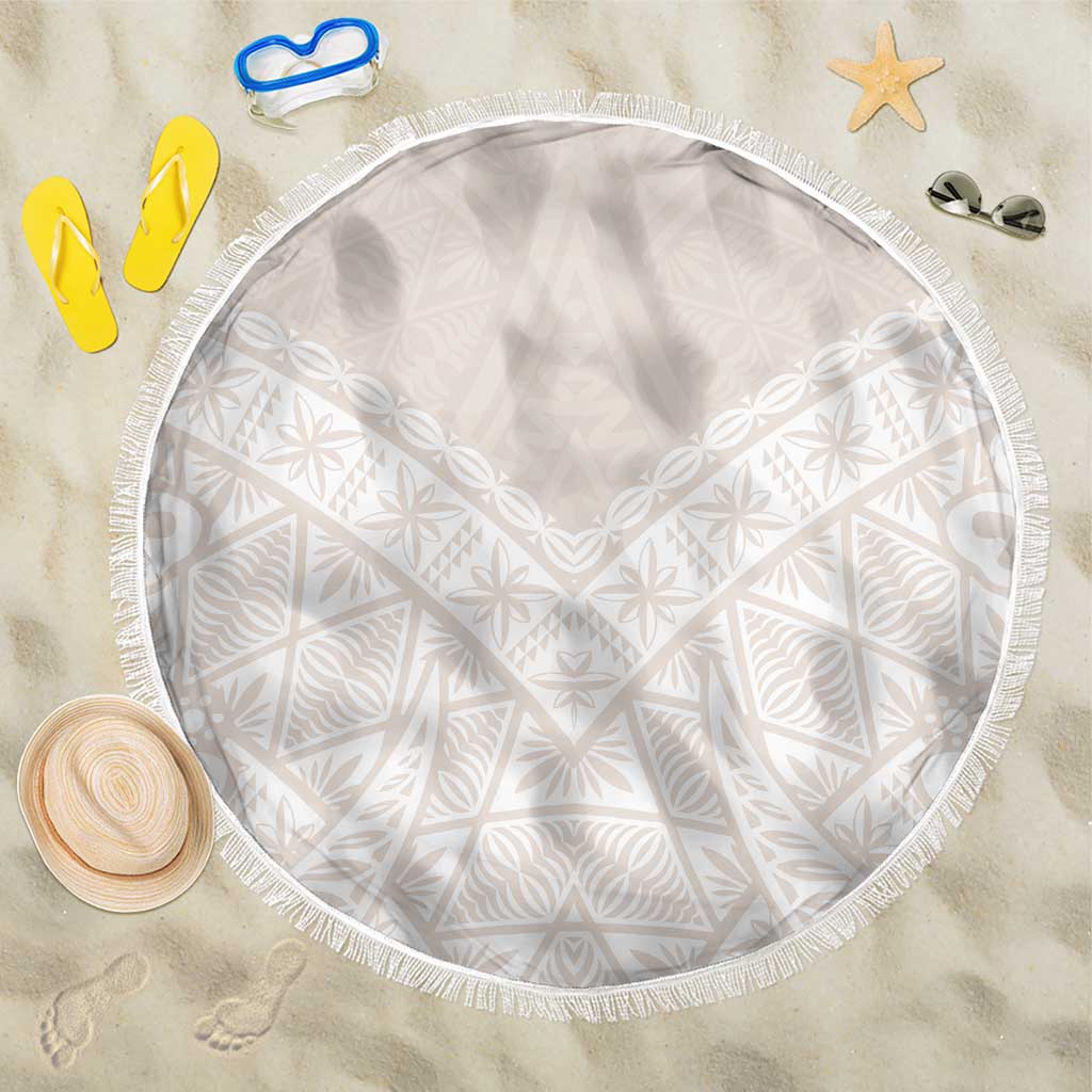 Lotu Tamaiti Tongan Polynesian Art Pattern Beach Blanket Traditional Tribal Motifs LT9 One Size 150cm White - Polynesian Pride