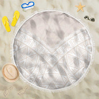 Lotu Tamaiti Tongan Polynesian Art Pattern Beach Blanket Traditional Tribal Motifs LT9 One Size 150cm White - Polynesian Pride