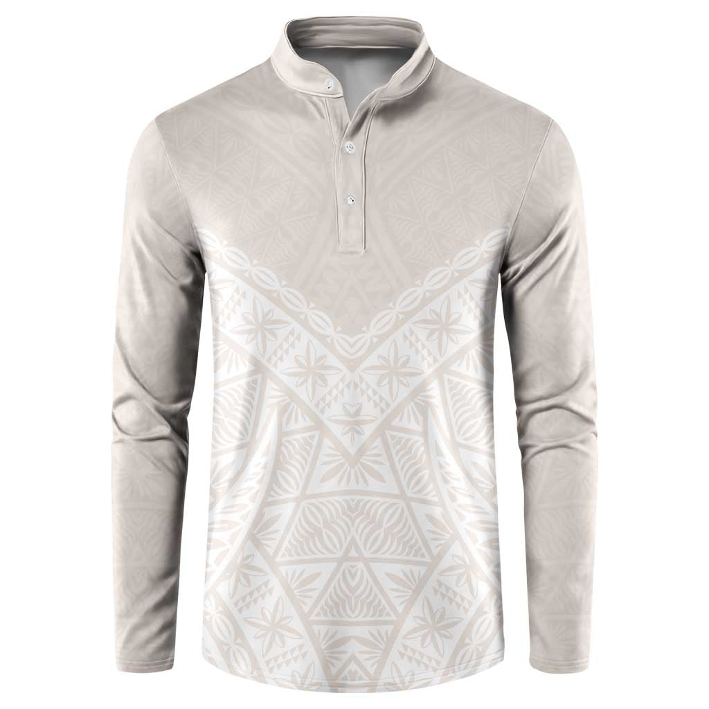 Lotu Tamaiti Tongan Polynesian Art Pattern Button Sweatshirt Traditional Tribal Motifs LT9 White - Polynesian Pride
