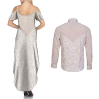 Lotu Tamaiti Tongan Polynesian Art Pattern Couples Matching Summer Maxi Dress and Long Sleeve Button Shirt Traditional Tribal Motifs - Polynesian Pride