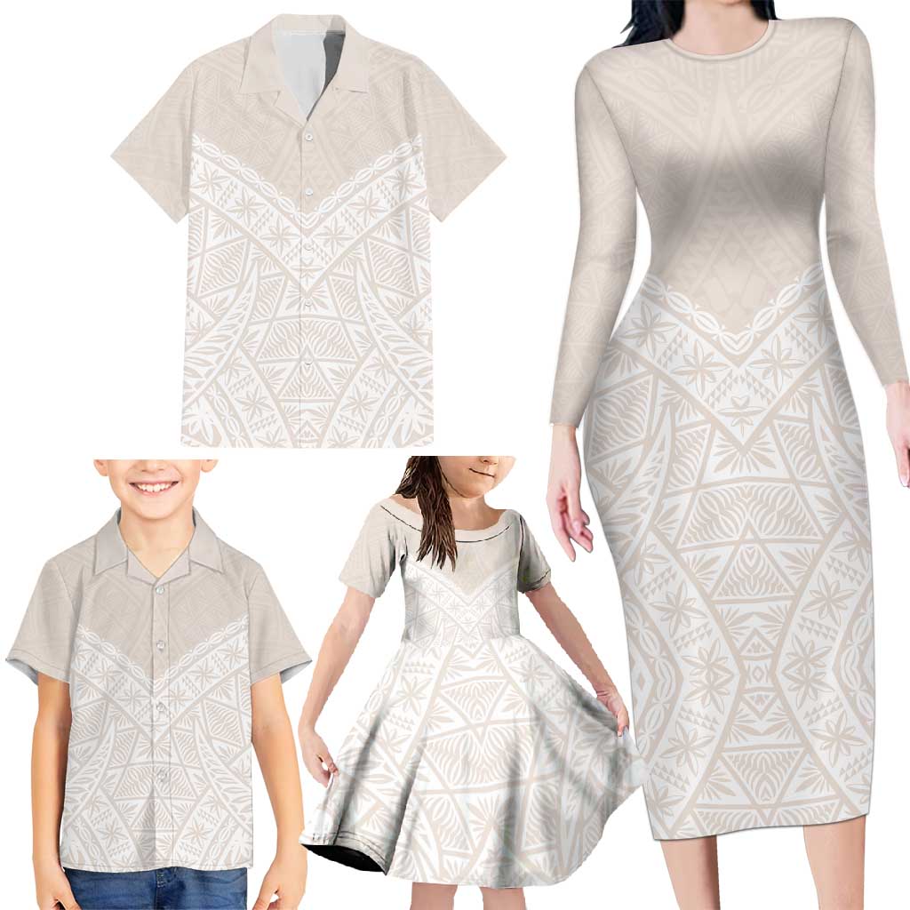 Lotu Tamaiti Tongan Polynesian Art Pattern Family Matching Long Sleeve Bodycon Dress and Hawaiian Shirt Traditional Tribal Motifs LT9 - Polynesian Pride