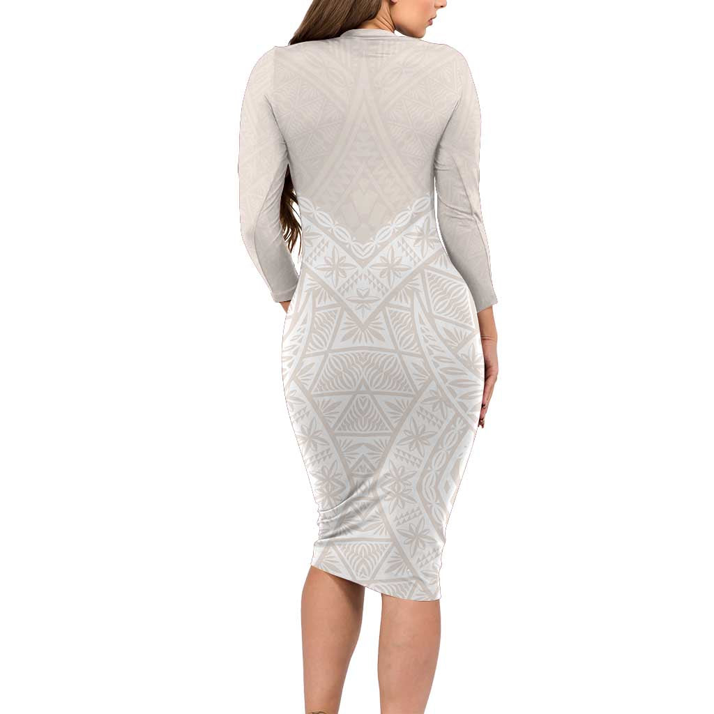 Lotu Tamaiti Tongan Polynesian Art Pattern Family Matching Long Sleeve Bodycon Dress and Hawaiian Shirt Traditional Tribal Motifs - Polynesian Pride