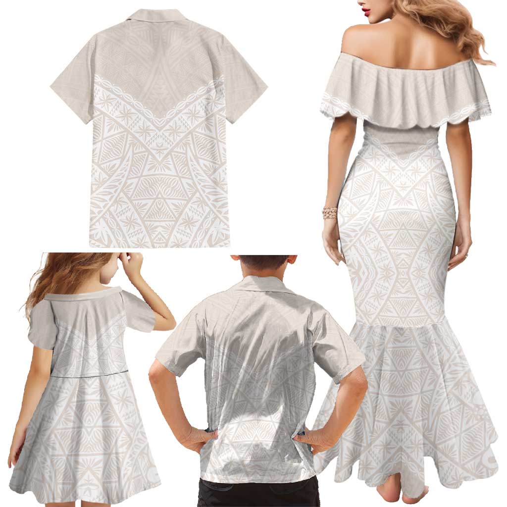 Lotu Tamaiti Tongan Polynesian Art Pattern Family Matching Mermaid Dress and Hawaiian Shirt Traditional Tribal Motifs - Polynesian Pride