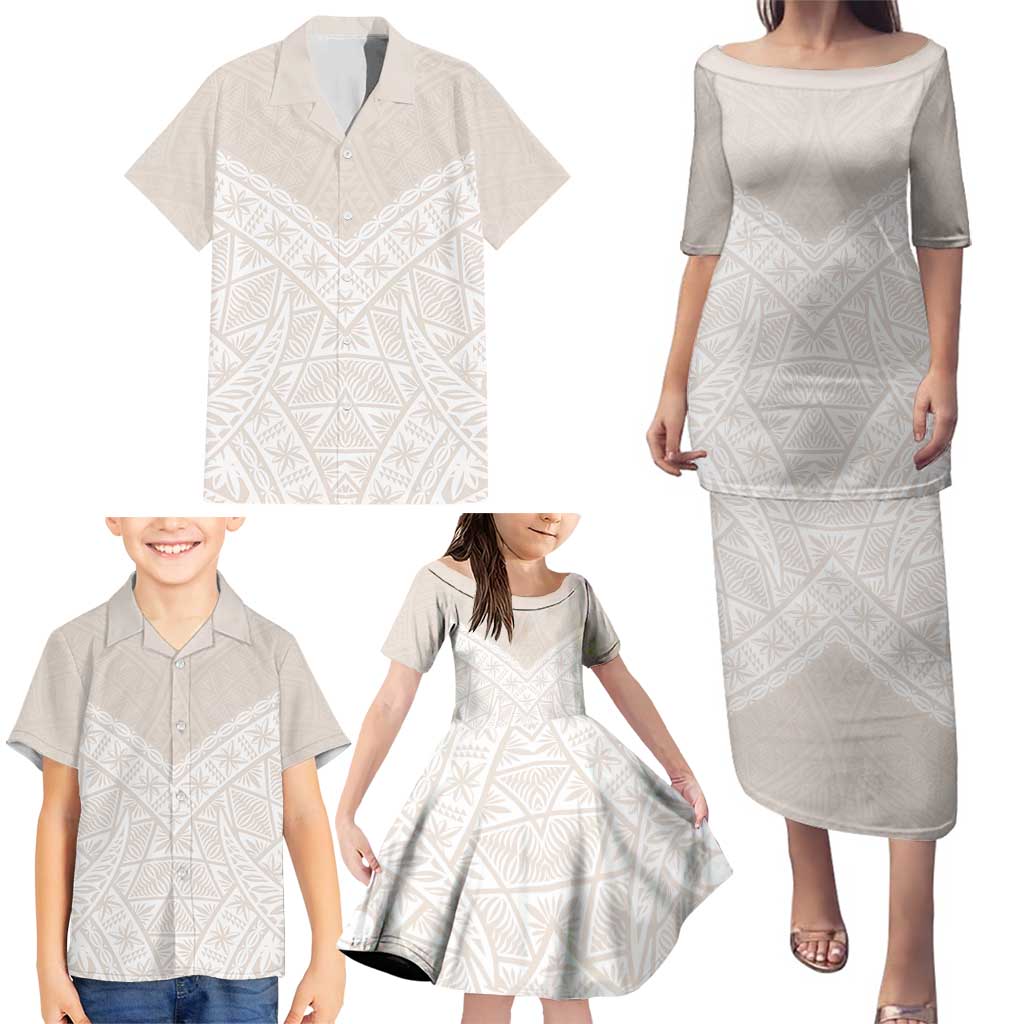 Lotu Tamaiti Tongan Polynesian Art Pattern Family Matching Puletasi and Hawaiian Shirt Traditional Tribal Motifs - Polynesian Pride