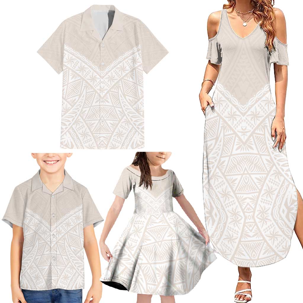 Lotu Tamaiti Tongan Polynesian Art Pattern Family Matching Summer Maxi Dress and Hawaiian Shirt Traditional Tribal Motifs LT9 - Polynesian Pride