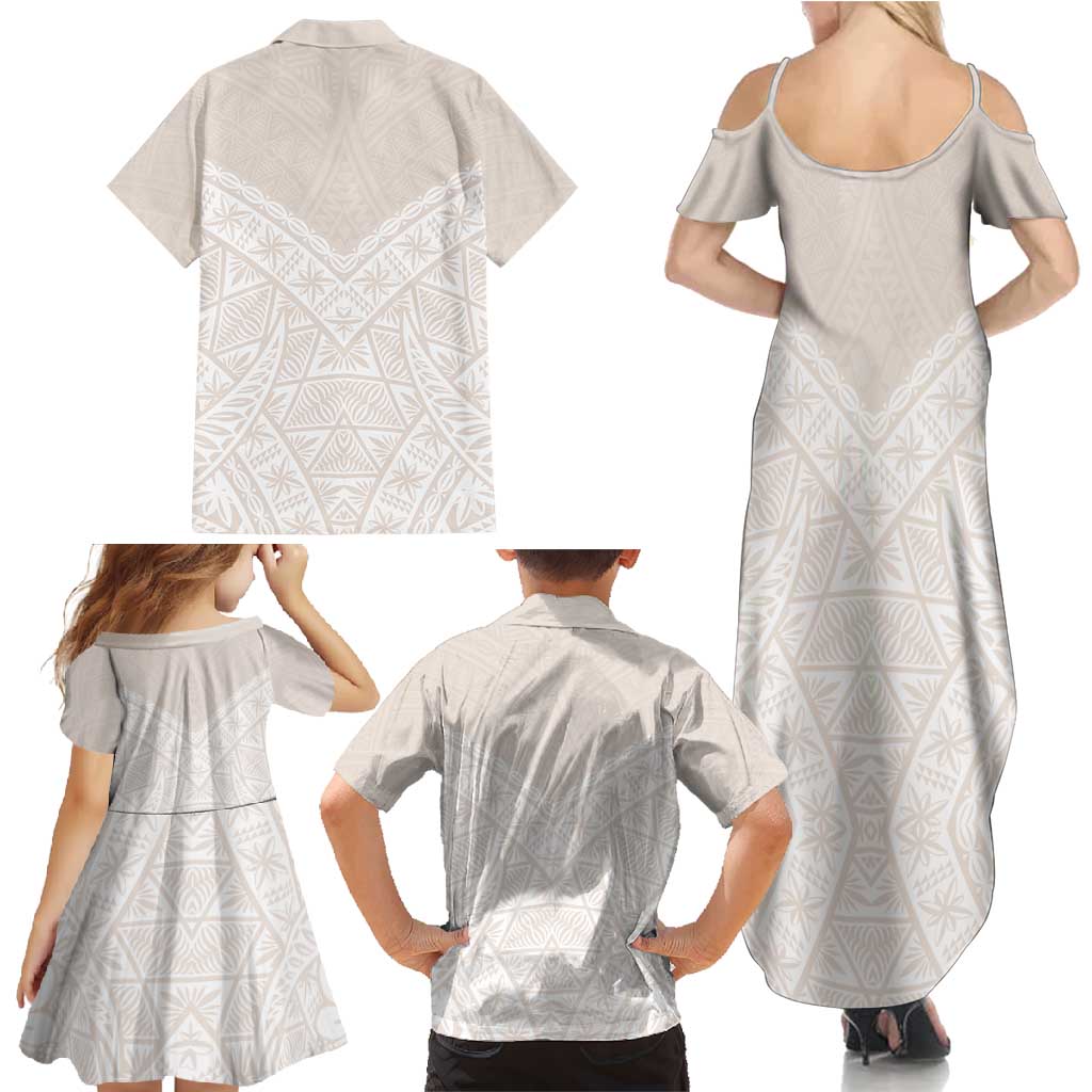 Lotu Tamaiti Tongan Polynesian Art Pattern Family Matching Summer Maxi Dress and Hawaiian Shirt Traditional Tribal Motifs - Polynesian Pride