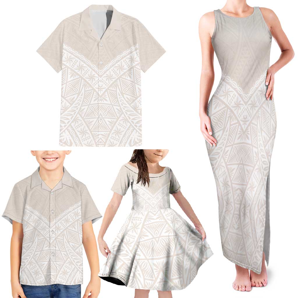 Lotu Tamaiti Tongan Polynesian Art Pattern Family Matching Tank Maxi Dress and Hawaiian Shirt Traditional Tribal Motifs - Polynesian Pride