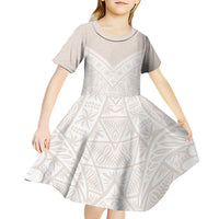 Lotu Tamaiti Tongan Polynesian Art Pattern Kid Short Sleeve Dress Traditional Tribal Motifs - Polynesian Pride