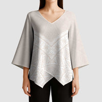 Lotu Tamaiti Tongan Polynesian Art Pattern Kimono Sleeve Blouse Traditional Tribal Motifs LT9 - Polynesian Pride