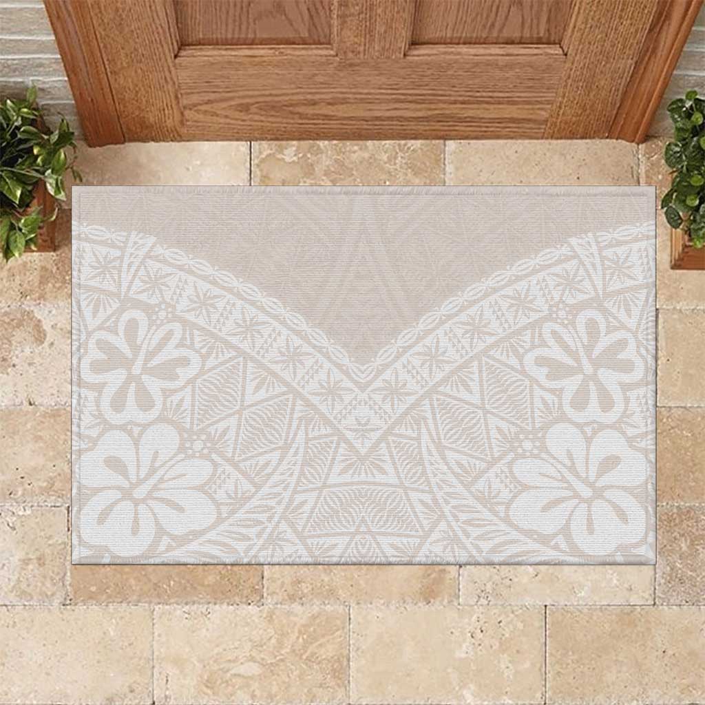 Lotu Tamaiti Tongan Polynesian Art Pattern Rubber Doormat Traditional Tribal Motifs LT9 White - Polynesian Pride
