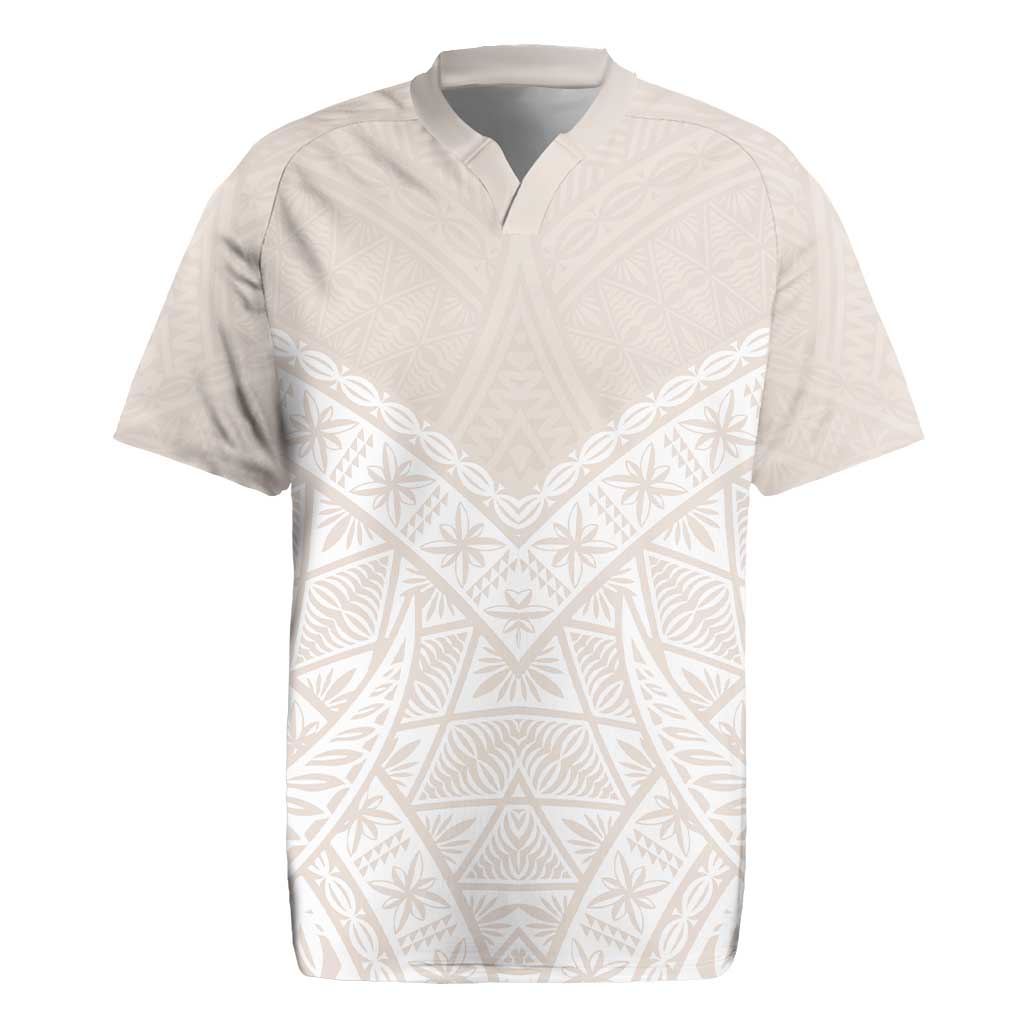 Lotu Tamaiti Tongan Polynesian Art Pattern Rugby Jersey Traditional Tribal Motifs LT9 White - Polynesian Pride