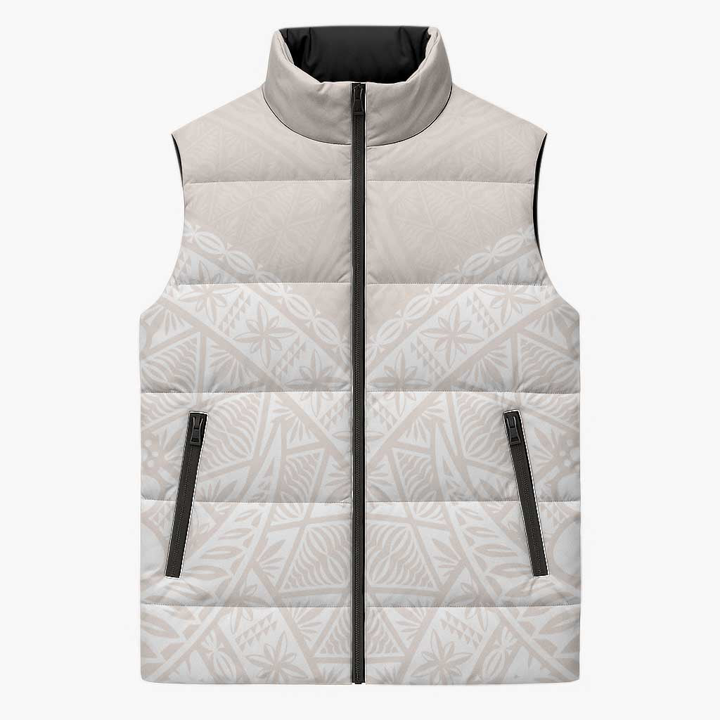 Lotu Tamaiti Tongan Polynesian Art Pattern Sleeveless Puffer Jacket Traditional Tribal Motifs LT9 Unisex White - Polynesian Pride