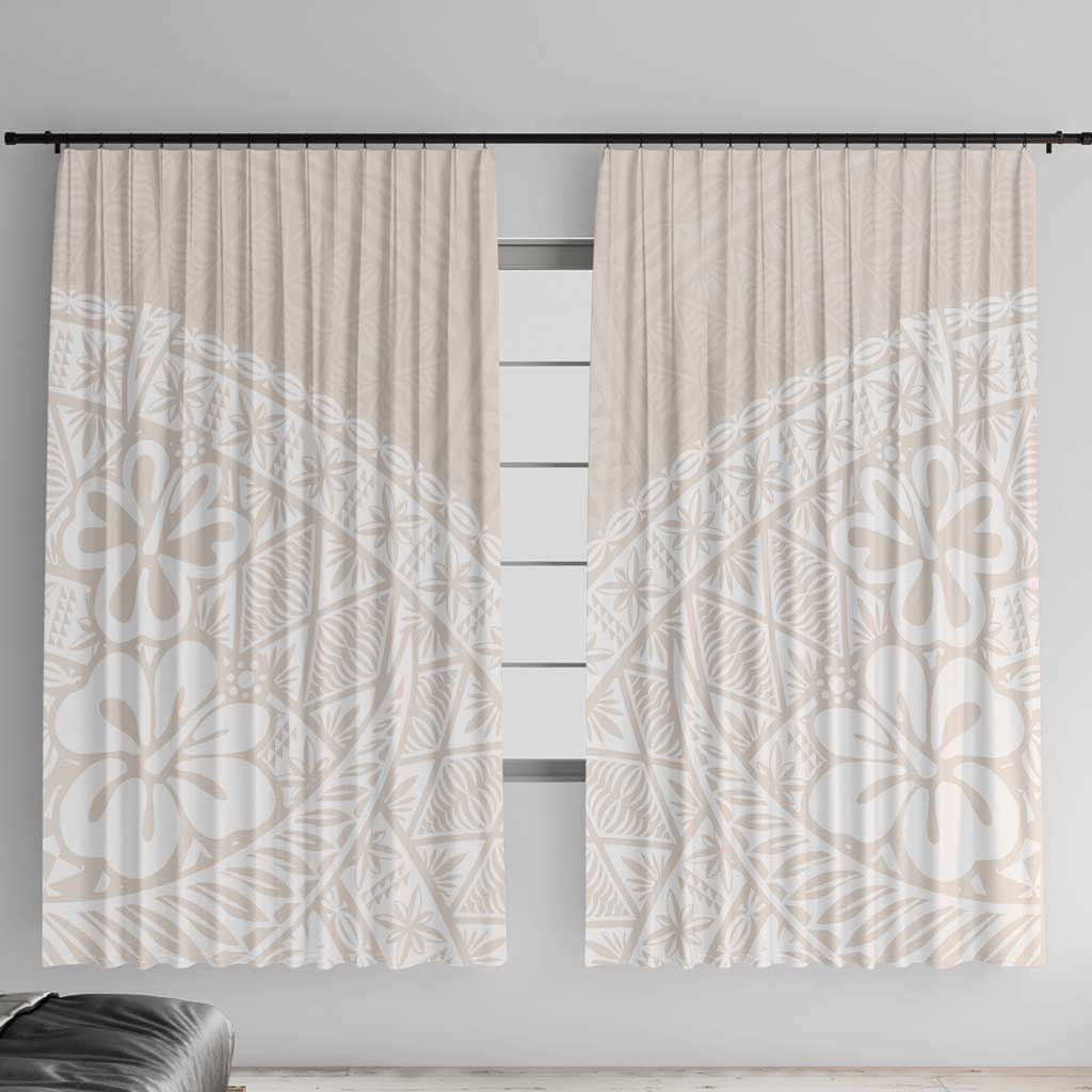 Lotu Tamaiti Tongan Polynesian Art Pattern Window Curtain Traditional Tribal Motifs LT9 With Hooks White - Polynesian Pride