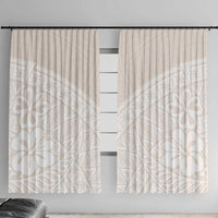 Lotu Tamaiti Tongan Polynesian Art Pattern Window Curtain Traditional Tribal Motifs LT9 With Hooks White - Polynesian Pride