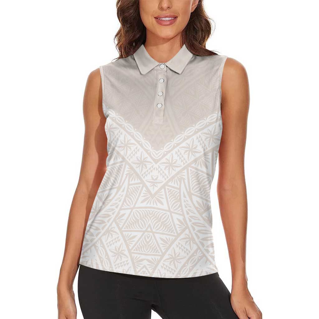 Lotu Tamaiti Tongan Polynesian Art Pattern Women Sleeveless Polo Shirt Traditional Tribal Motifs - Polynesian Pride