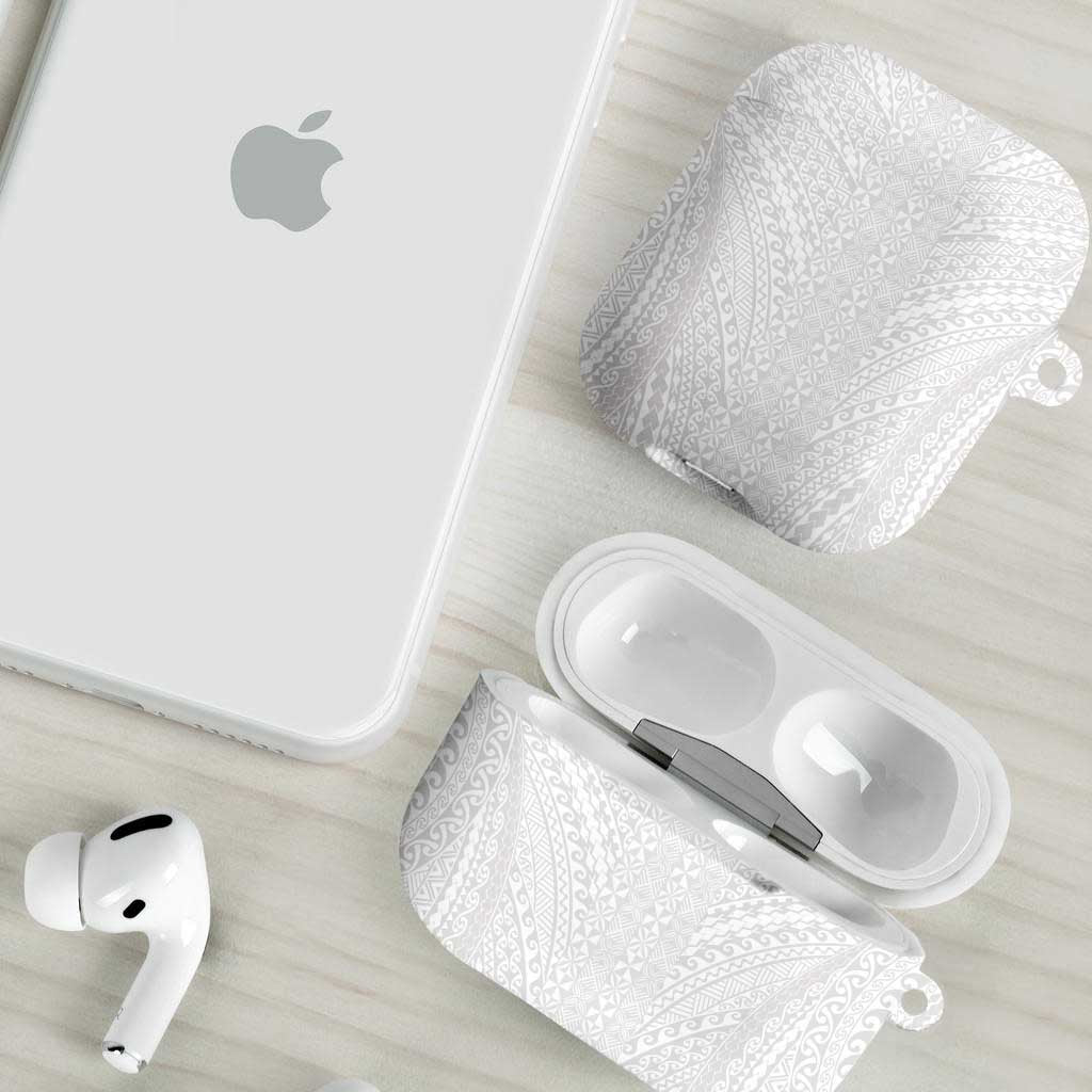Lotu Tamaiti White Tongan Ngatu AirPods Case Polynesian Tribal Fonulei Pattern LT9 - Polynesian Pride