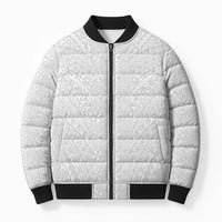 Lotu Tamaiti White Tongan Ngatu Bomber Puffer Jacket Polynesian Tribal Fonulei Pattern LT9 Unisex White - Polynesian Pride