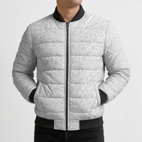 Lotu Tamaiti White Tongan Ngatu Bomber Puffer Jacket Polynesian Tribal Fonulei Pattern LT9 - Polynesian Pride