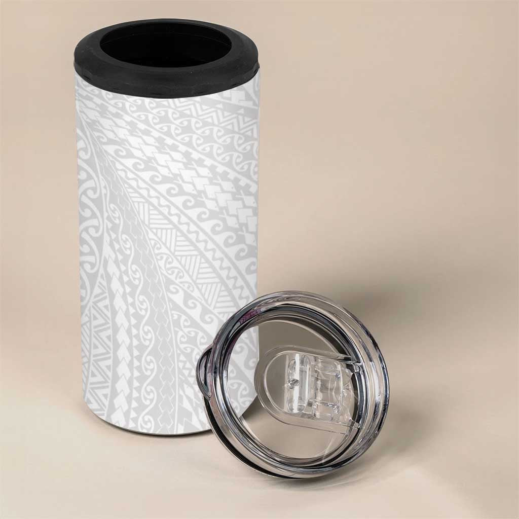 Lotu Tamaiti White Tongan Ngatu 4 in 1 Can Cooler Tumbler Polynesian Tribal Fonulei Pattern - Polynesian Pride