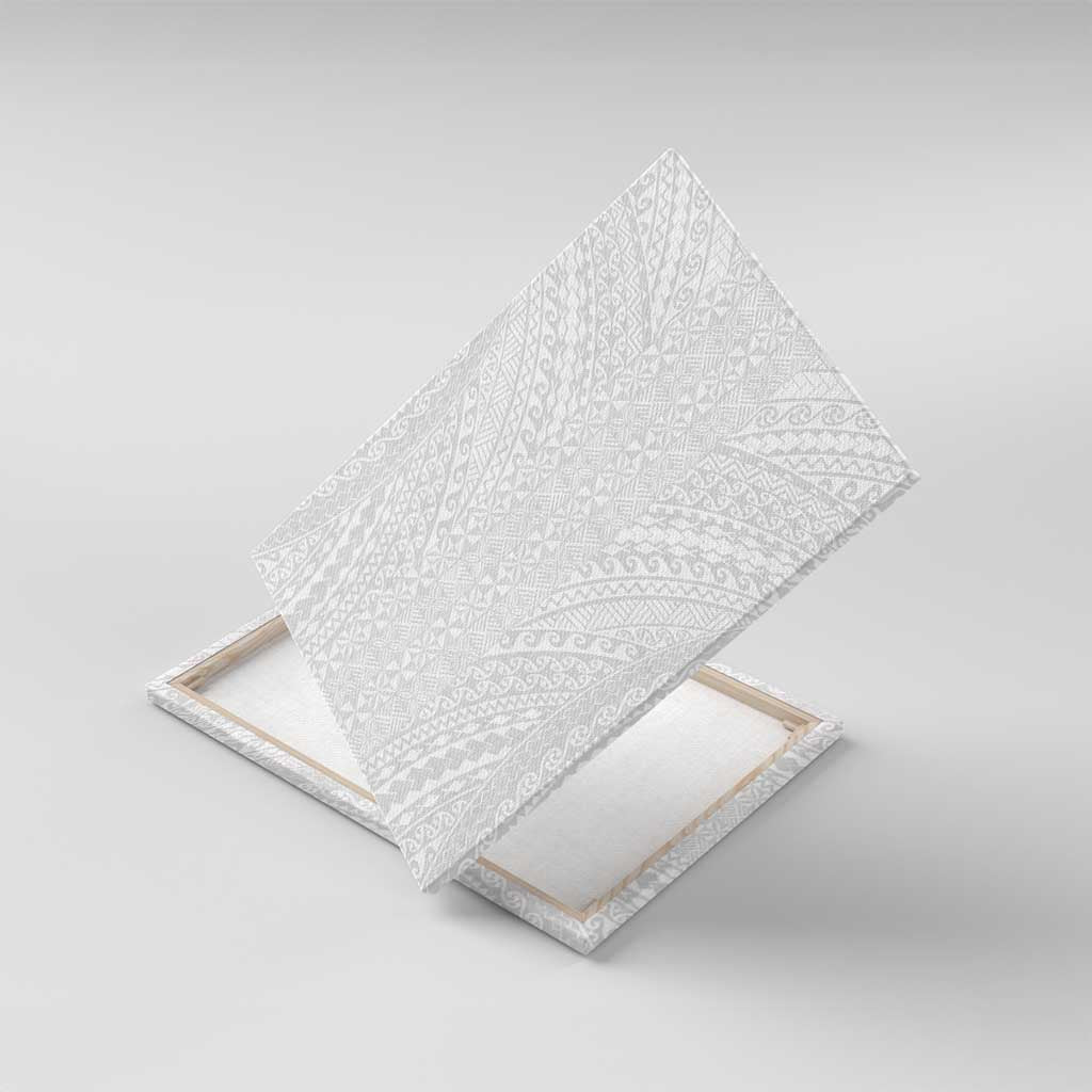 Lotu Tamaiti White Tongan Ngatu Canvas Wall Art Polynesian Tribal Fonulei Pattern - Polynesian Pride