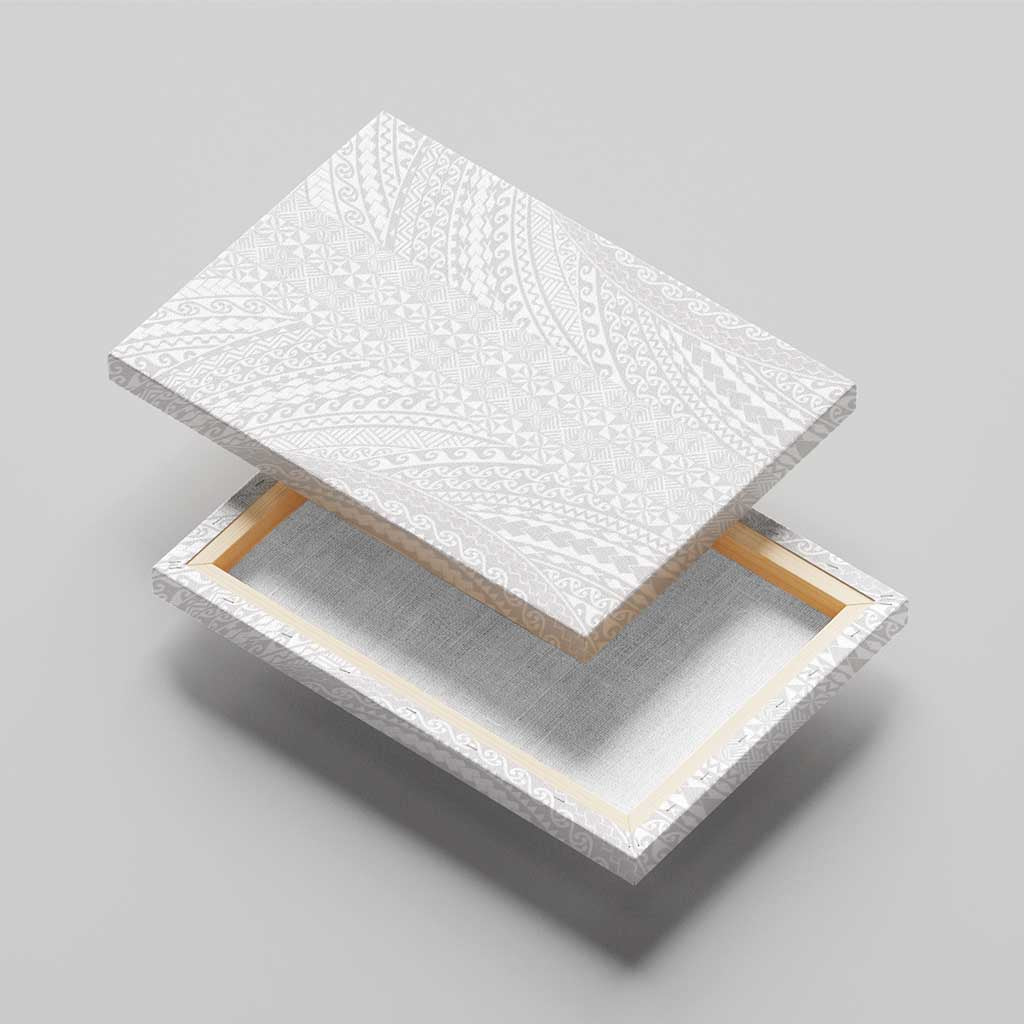 Lotu Tamaiti White Tongan Ngatu Canvas Wall Art Polynesian Tribal Fonulei Pattern - Polynesian Pride