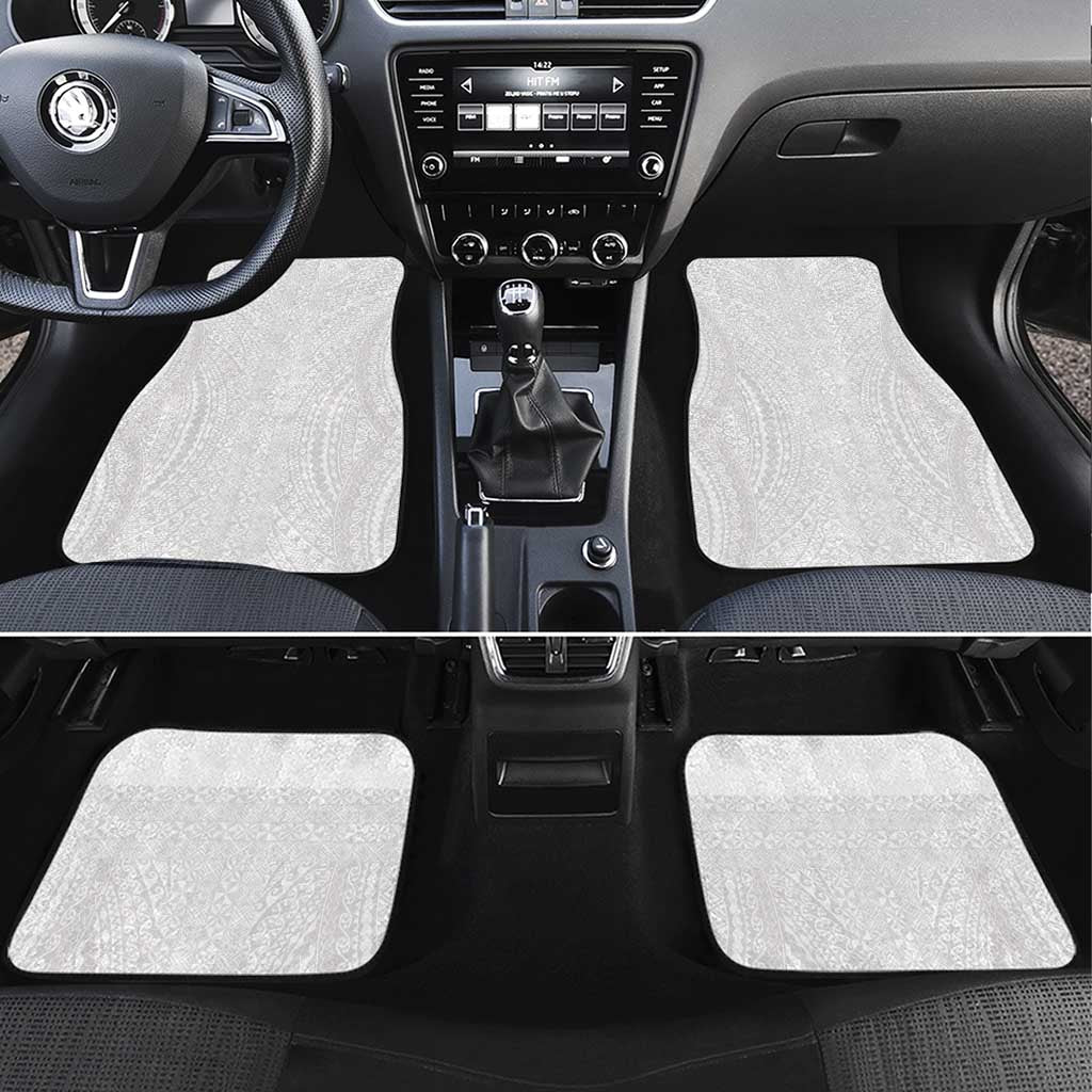 Lotu Tamaiti White Tongan Ngatu Car Mats Polynesian Tribal Fonulei Pattern LT9 Set 4pcs White - Polynesian Pride