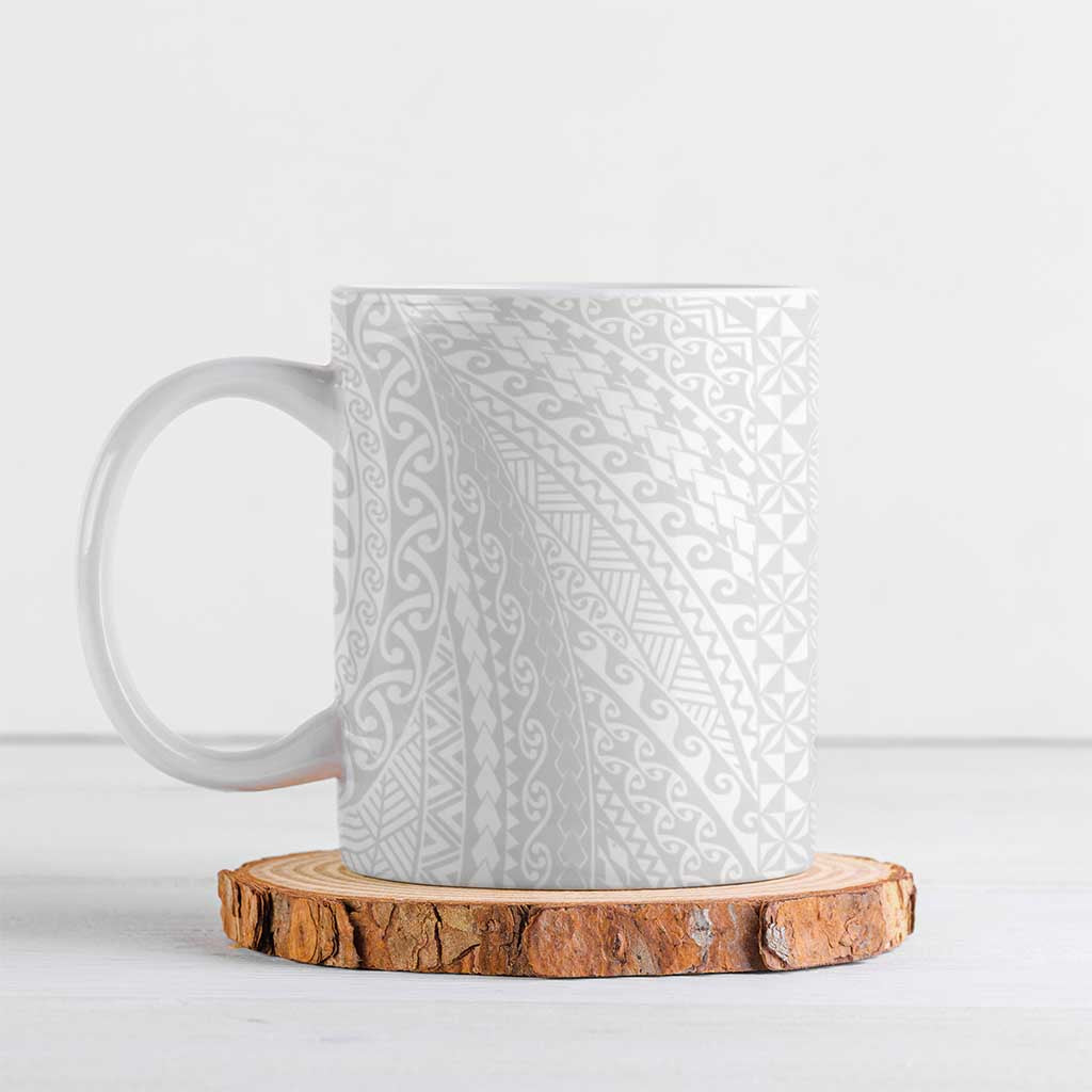 Lotu Tamaiti White Tongan Ngatu Ceramic Mug Polynesian Tribal Fonulei Pattern LT9 White - Polynesian Pride
