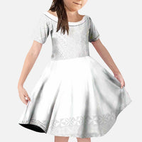 Lotu Tamaiti White Tongan Ngatu Family Matching Long Sleeve Bodycon Dress and Hawaiian Shirt Polynesian Tribal Fonulei Pattern - Polynesian Pride