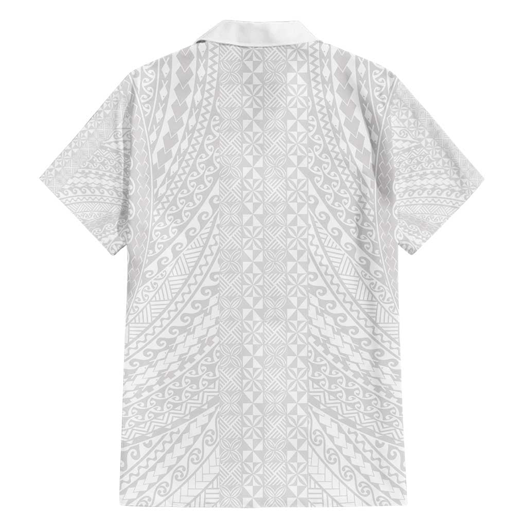 Lotu Tamaiti White Tongan Ngatu Family Matching Long Sleeve Bodycon Dress and Hawaiian Shirt Polynesian Tribal Fonulei Pattern - Polynesian Pride