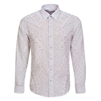 Lotu Tamaiti White Tongan Ngatu Family Matching Off The Shoulder Long Sleeve Dress and Hawaiian Shirt Polynesian Tribal Fonulei Pattern - Polynesian Pride