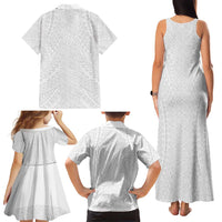 Lotu Tamaiti White Tongan Ngatu Family Matching Tank Maxi Dress and Hawaiian Shirt Polynesian Tribal Fonulei Pattern - Polynesian Pride