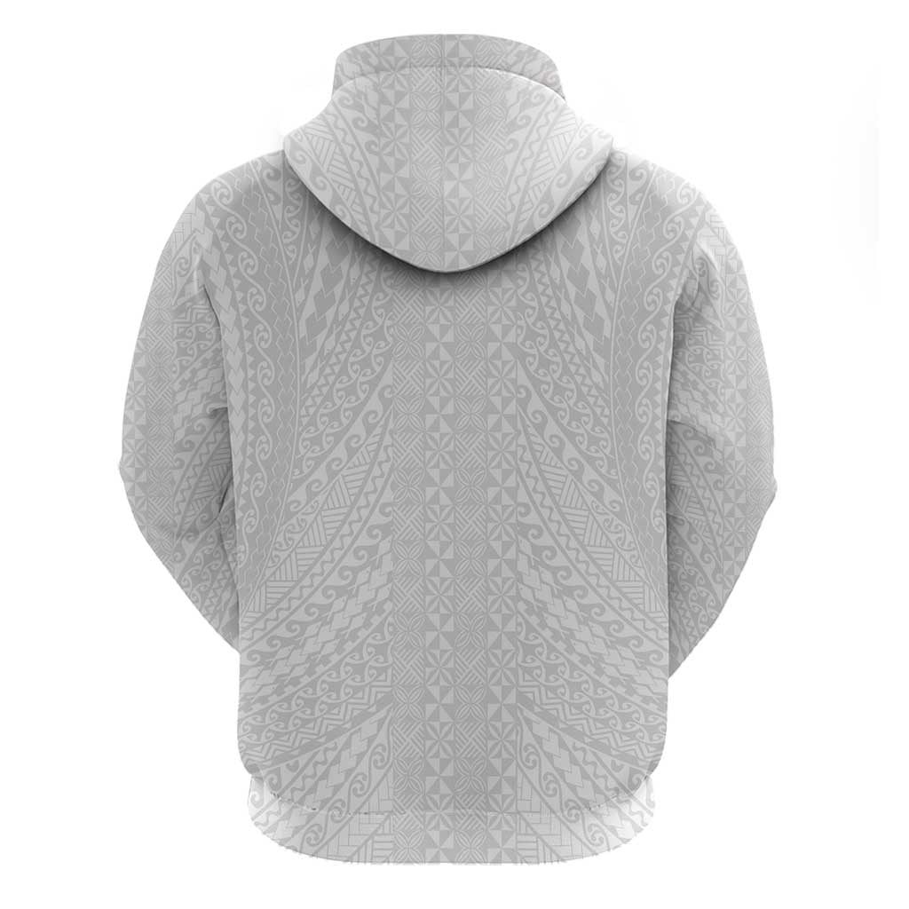 Lotu Tamaiti White Tongan Ngatu Hoodie Polynesian Tribal Fonulei Pattern - Polynesian Pride