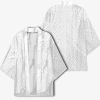 Lotu Tamaiti White Tongan Ngatu Kimono Polynesian Tribal Fonulei Pattern LT9 - Polynesian Pride