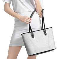 Lotu Tamaiti White Tongan Ngatu Leather Tote Bag Polynesian Tribal Fonulei Pattern LT9 - Polynesian Pride