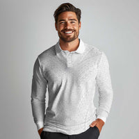 Lotu Tamaiti White Tongan Ngatu Long Sleeve Polo Shirt Polynesian Tribal Fonulei Pattern - Polynesian Pride