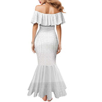 Lotu Tamaiti White Tongan Ngatu Mermaid Dress Polynesian Tribal Fonulei Pattern - Polynesian Pride