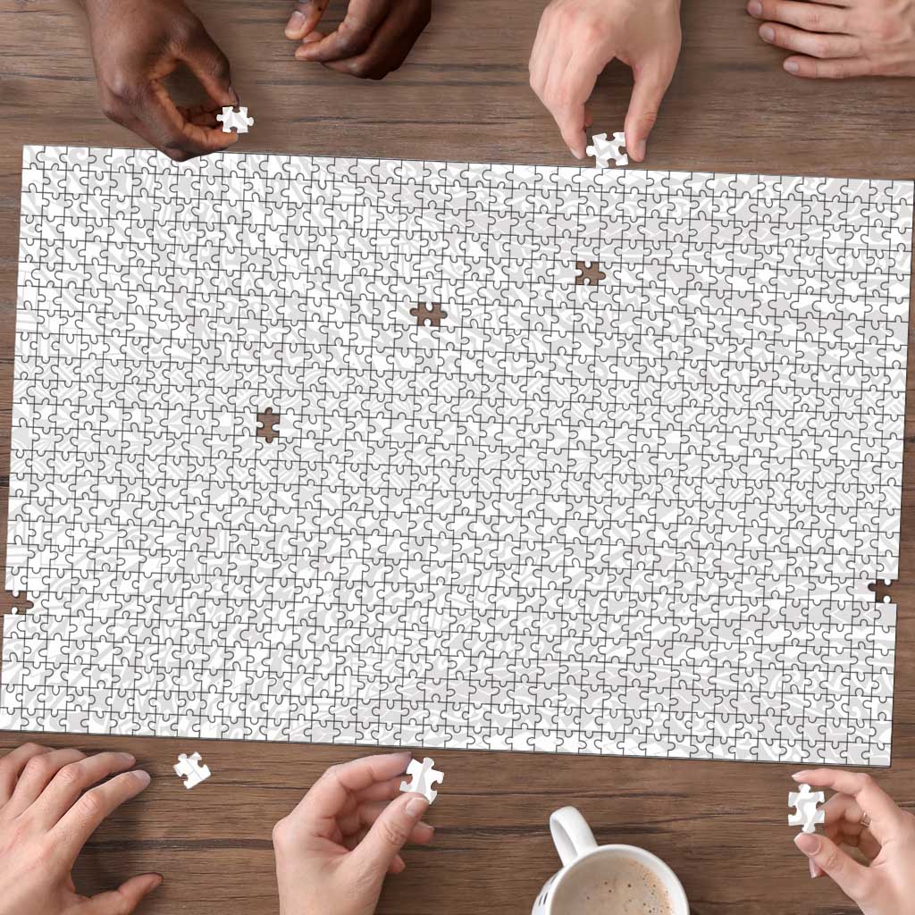 Lotu Tamaiti White Tongan Ngatu Puzzle Polynesian Tribal Fonulei Pattern LT9 - Polynesian Pride