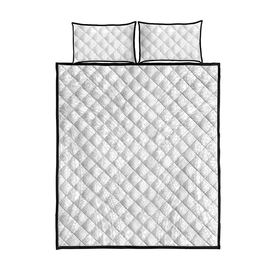 Lotu Tamaiti White Tongan Ngatu Quilt Bed Set Polynesian Tribal Fonulei Pattern LT9 - Polynesian Pride