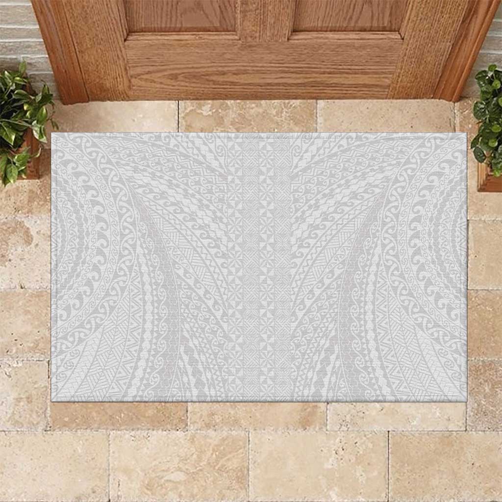 Lotu Tamaiti White Tongan Ngatu Rubber Doormat Polynesian Tribal Fonulei Pattern LT9 White - Polynesian Pride