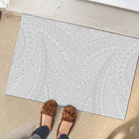 Lotu Tamaiti White Tongan Ngatu Rubber Doormat Polynesian Tribal Fonulei Pattern LT9 - Polynesian Pride