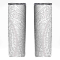 Lotu Tamaiti White Tongan Ngatu Skinny Tumbler Polynesian Tribal Fonulei Pattern - Polynesian Pride