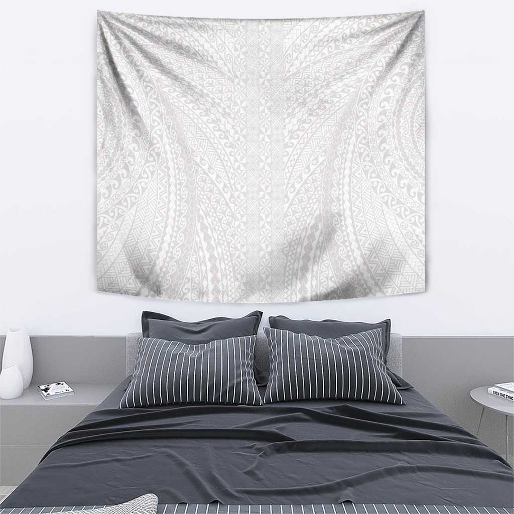 Lotu Tamaiti White Tongan Ngatu Tapestry Polynesian Tribal Fonulei Pattern - Polynesian Pride