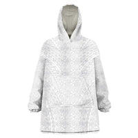 Lotu Tamaiti White Tongan Ngatu Wearable Blanket Hoodie Polynesian Tribal Fonulei Pattern - Polynesian Pride