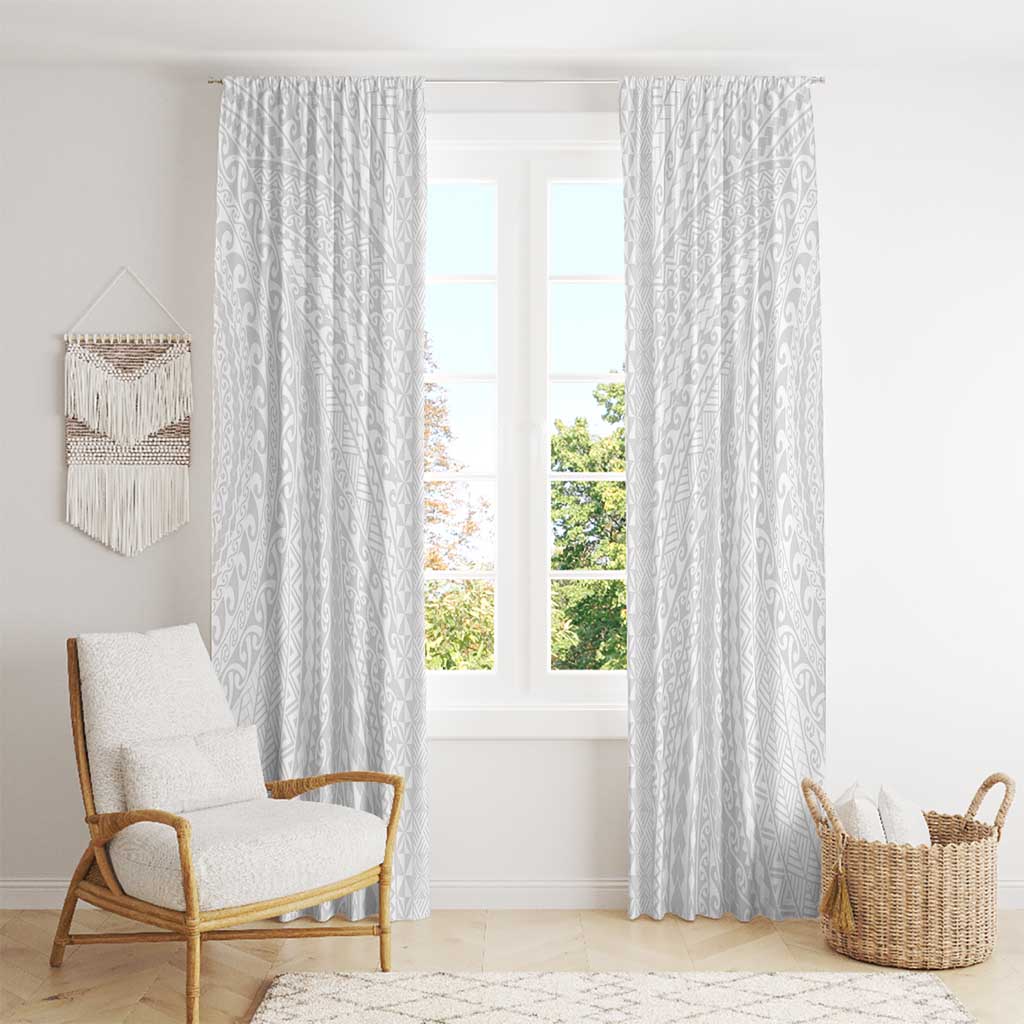 Lotu Tamaiti White Tongan Ngatu Window Curtain Polynesian Tribal Fonulei Pattern LT9 - Polynesian Pride